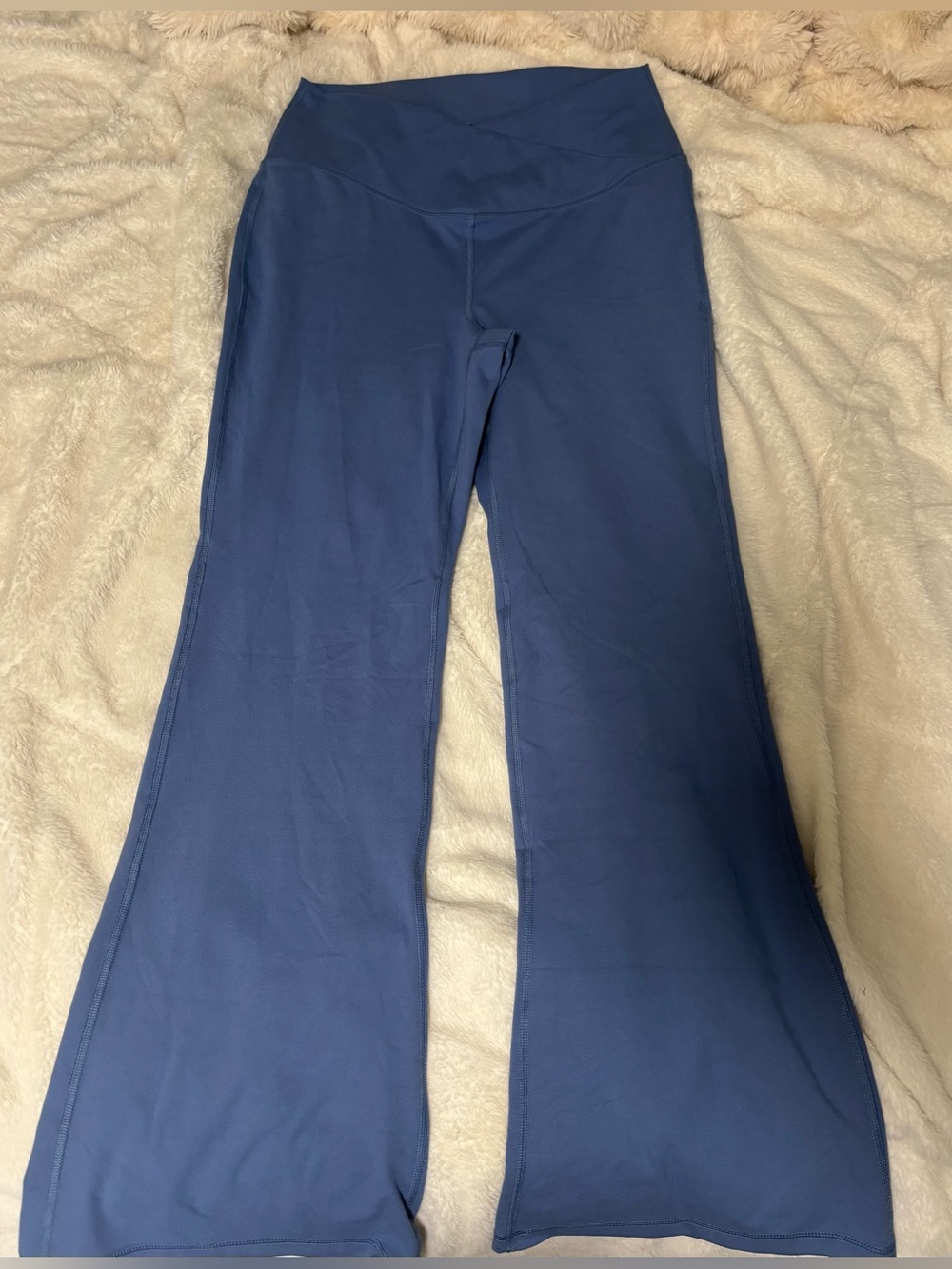 Yogalicious Blue High-Waist Crossover Yoga Active Gym Flare Wide Leg Leggings
